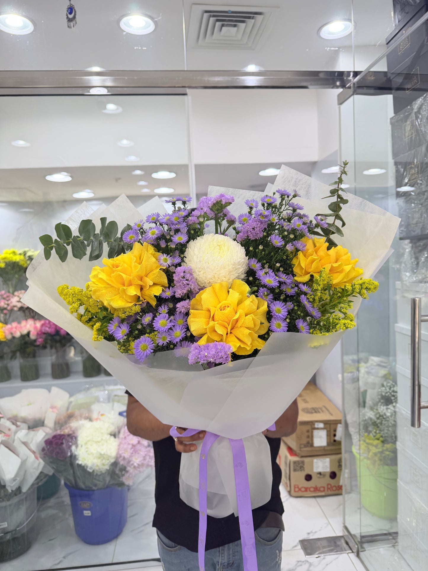 Sunlight & Amethyst Bouquet | Vibrant Mixed Floral Arrangement