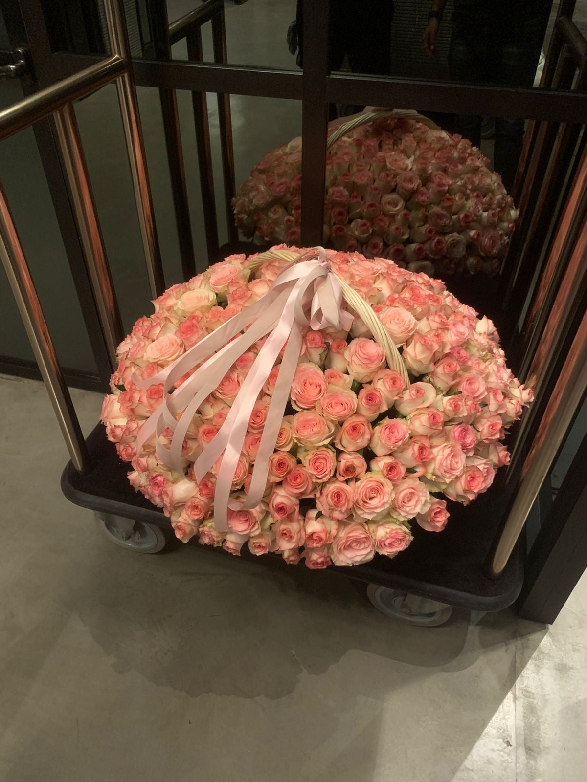 251 Pink Roses Basket