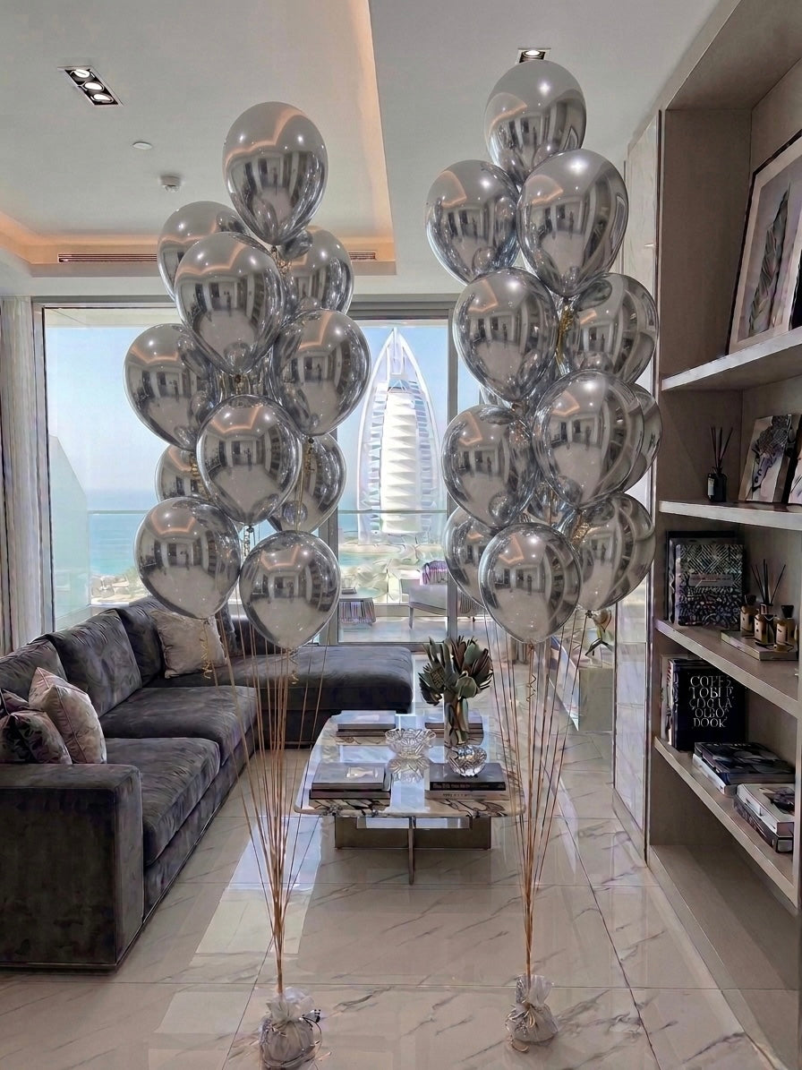 30 Silver Helium Balloons.