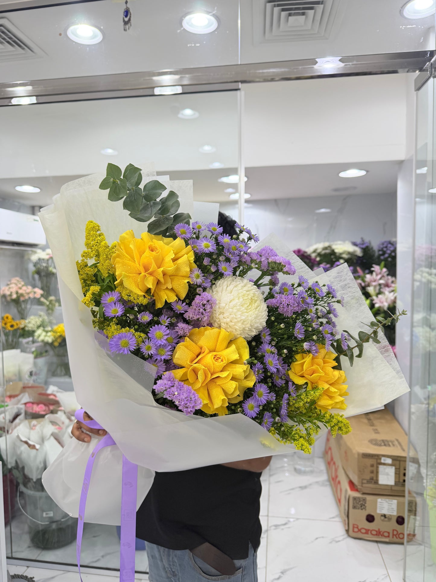 Sunlight & Amethyst Bouquet | Vibrant Mixed Floral Arrangement