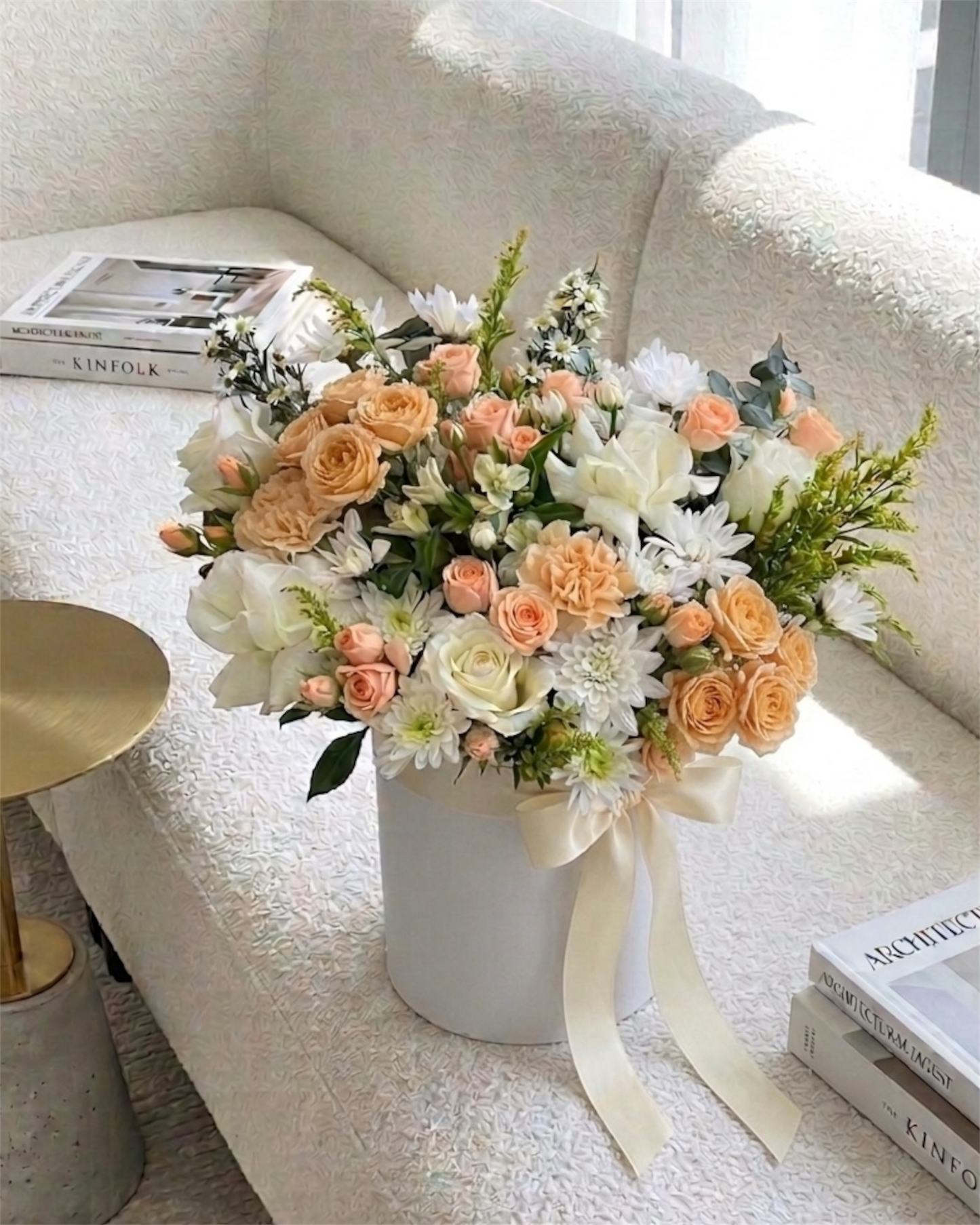 Timeless Elegance in Peach & Ivory