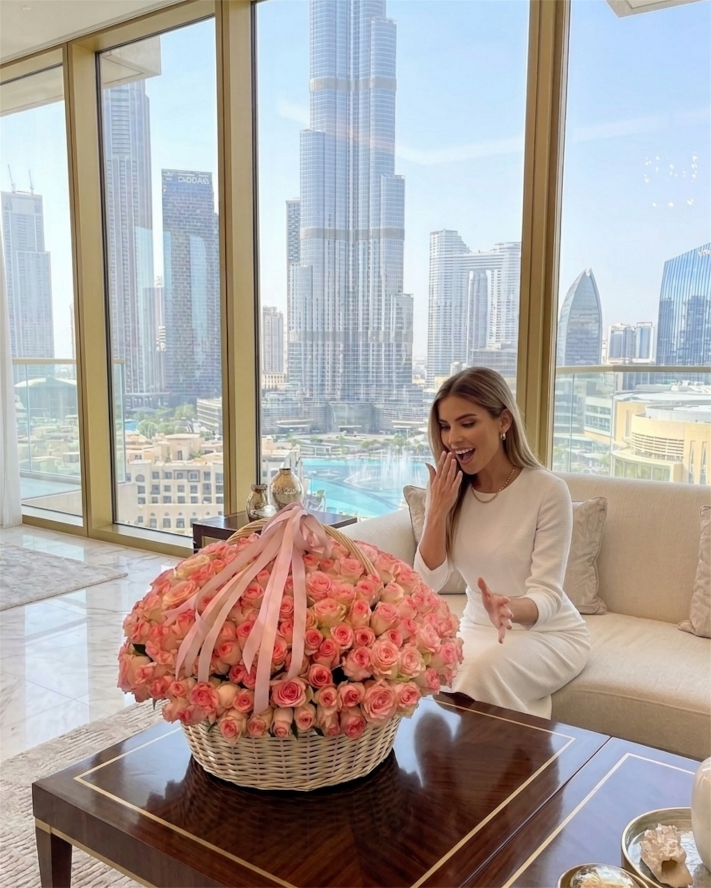 251 Pink Roses Basket