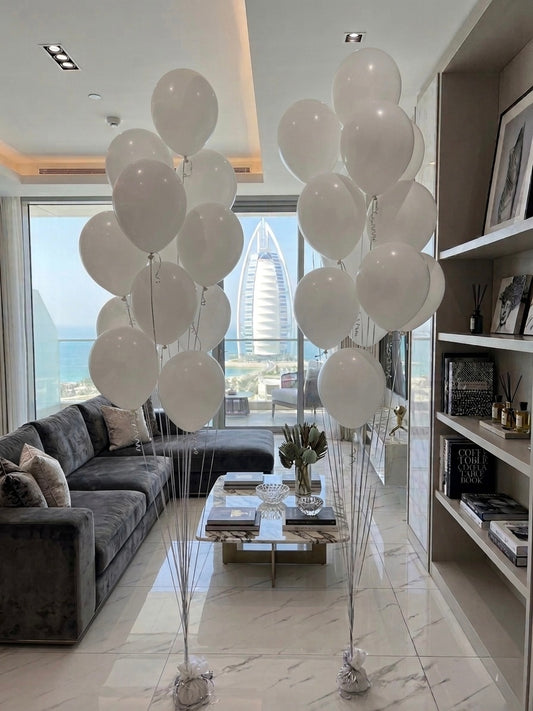 30 White Helium Balloons